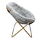 Flash Furniture Eleanor 56-in Portable Folding Double Saucer Chair w/2 Folding Ottomans Gray Faux Fur w/Gold Frame FV-FDS-001-2FR-GY-SGD-GG - alternate 3
